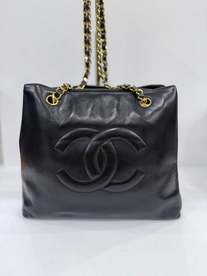 CHANEL Vintage CC Timeless Lambskin Leather Tote Bag