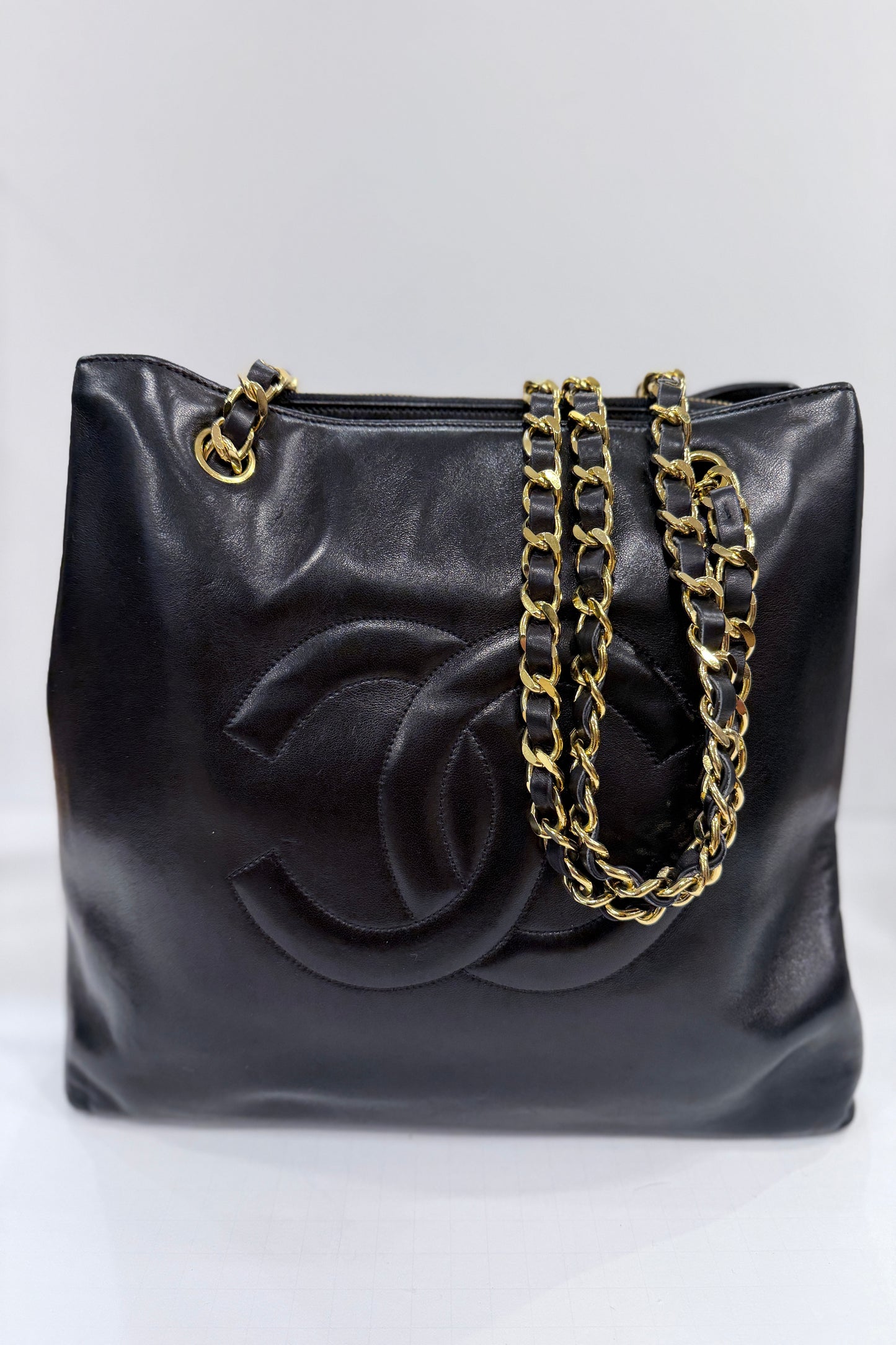 CHANEL Vintage CC Timeless Lambskin Leather Tote Bag