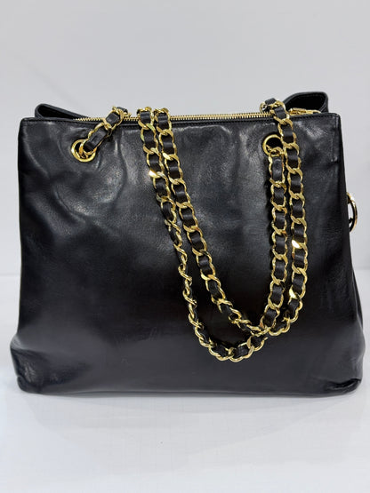 CHANEL Vintage CC Timeless Lambskin Leather Tote Bag