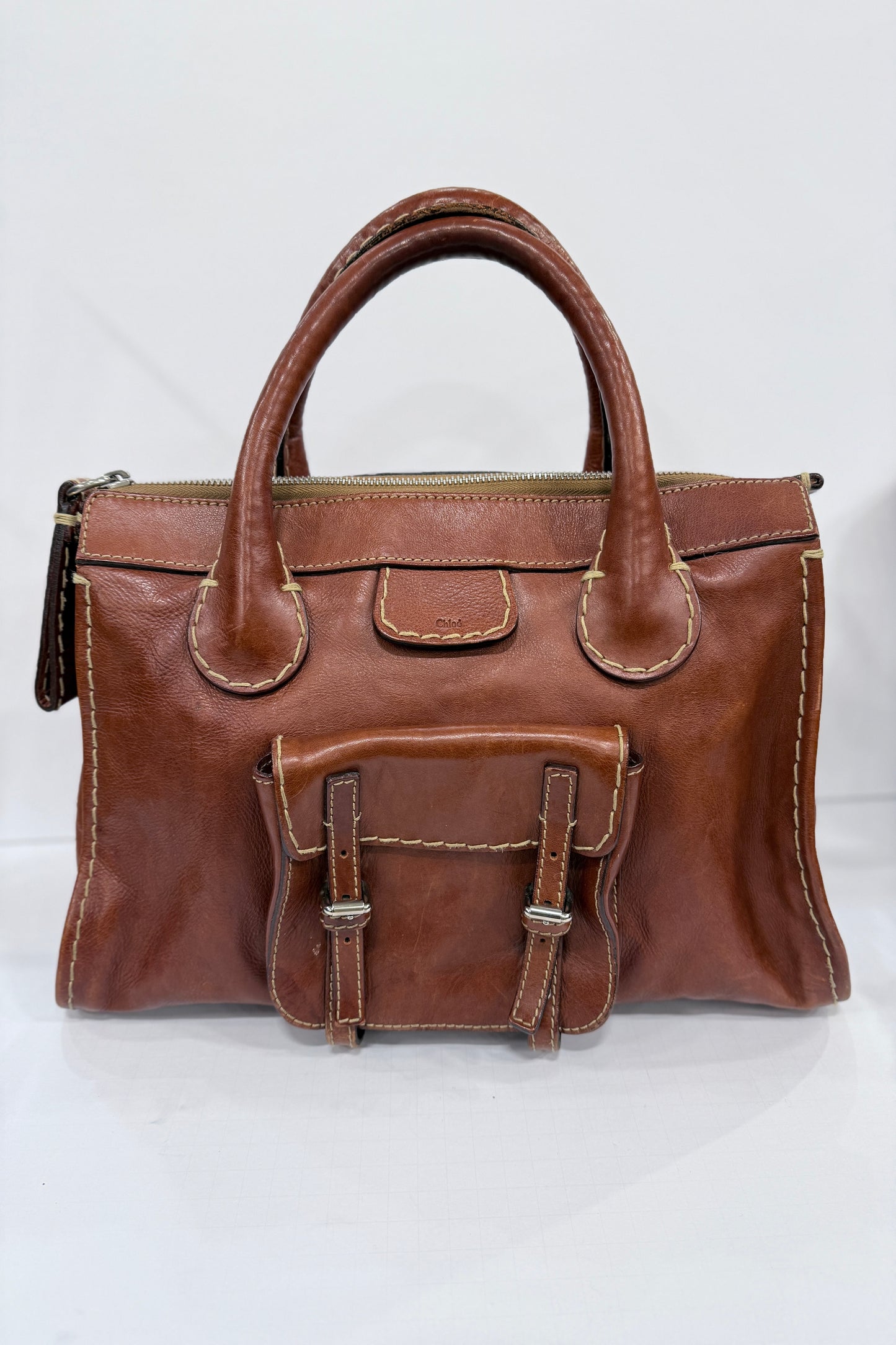 CHLOE Brown Leather Edith Tote Bag