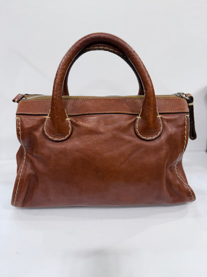 CHLOE Brown Leather Edith Tote Bag