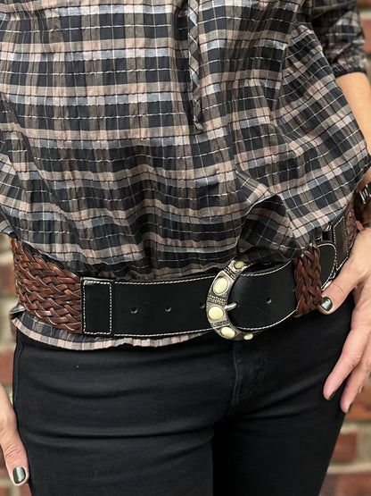 NO BRAND Wide Leather Belt / M