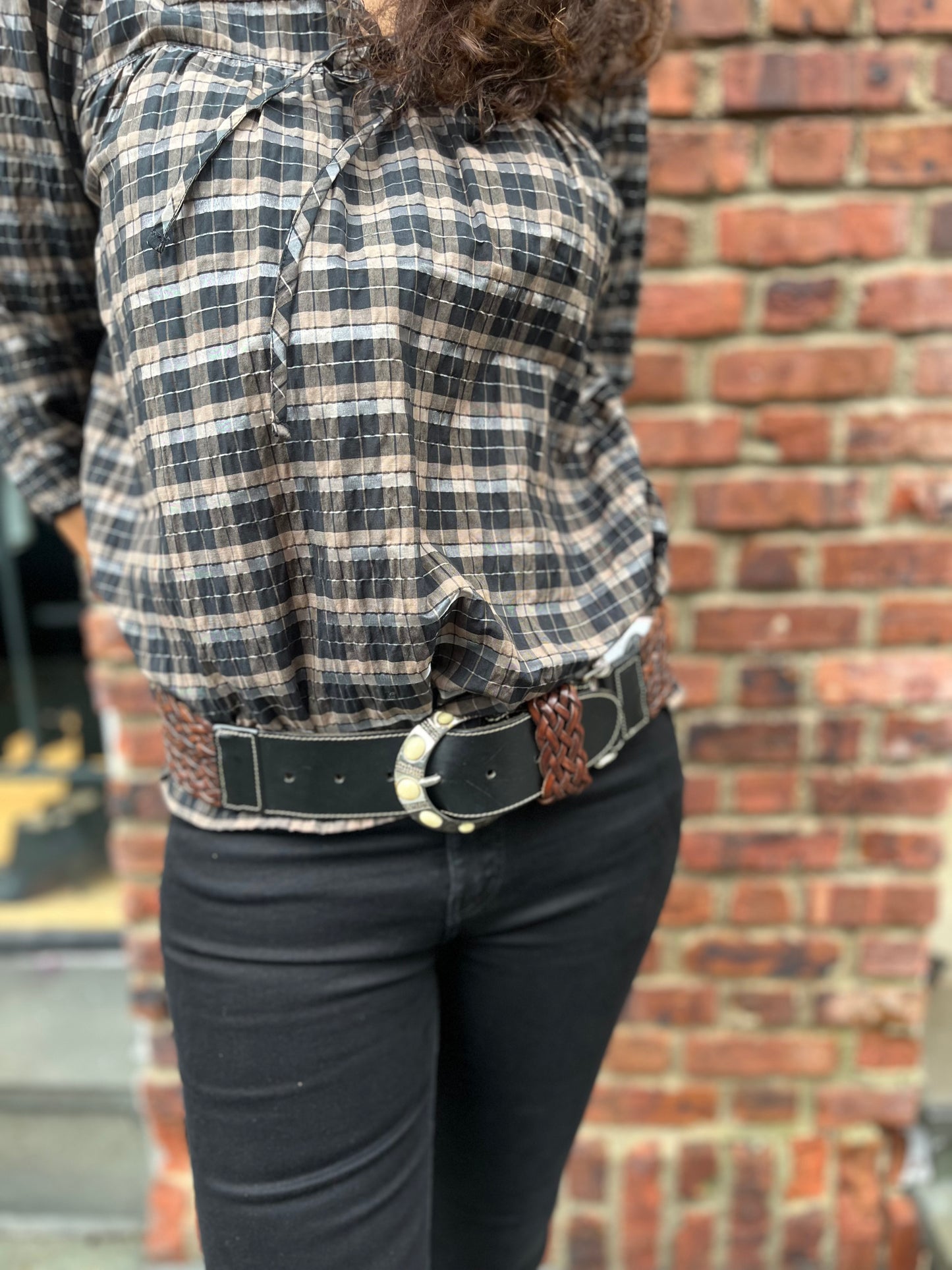 NO BRAND Wide Leather Belt / M