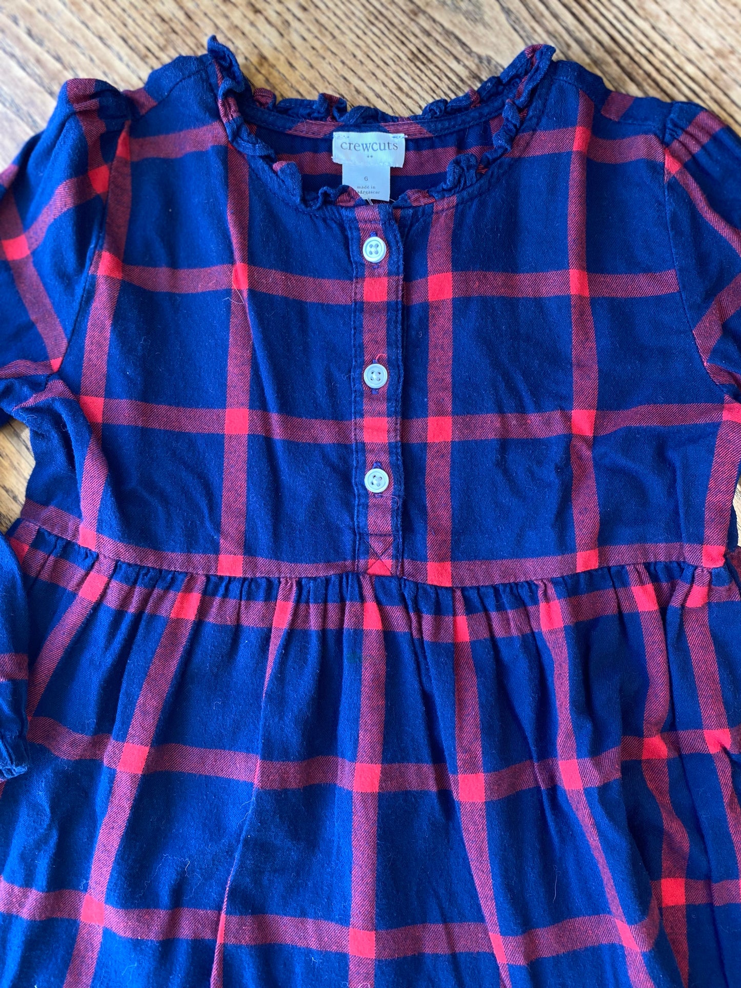 CREWCUTS ls checked dress/ 6Y