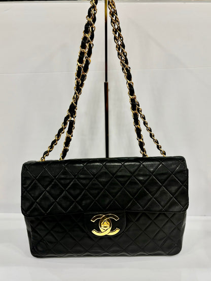 CHANEL Maxi Black Lambskin Shoulder Classic Flap Bag