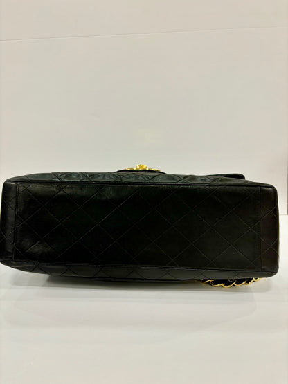 CHANEL Maxi Black Lambskin Shoulder Classic Flap Bag