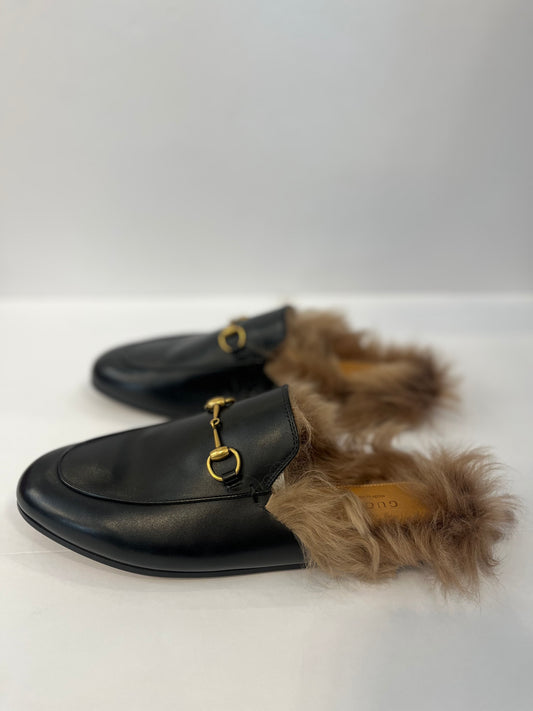 GUCCI Fur Princetown Loafers / US8.5-EU40