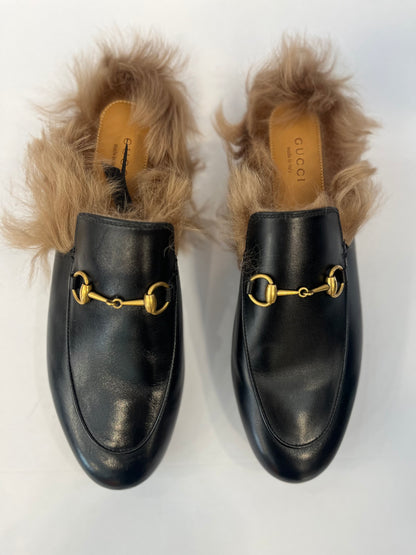 GUCCI Fur Princetown Loafers / US8.5-EU40