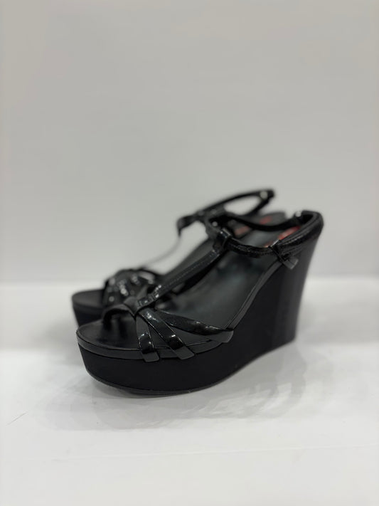 PRADA Wedge Black Leather / US8 UE38.5