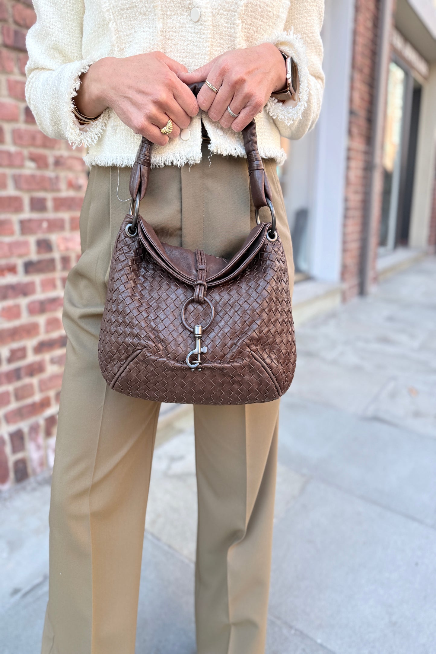 BOTTEGA VENETA Brown Leather Hobo Bag