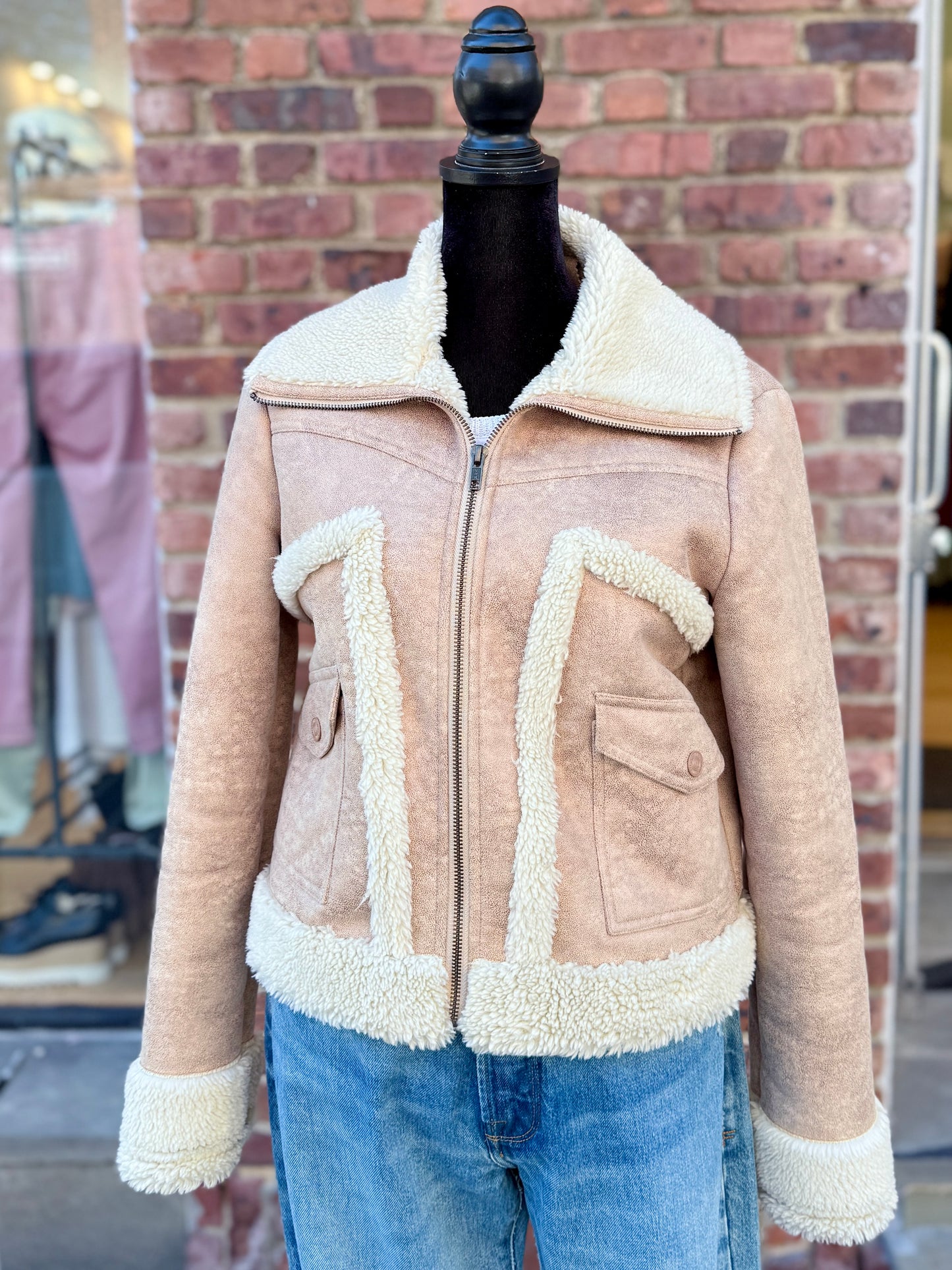 MOTHER Faux Shearling Pink Jacket / XS