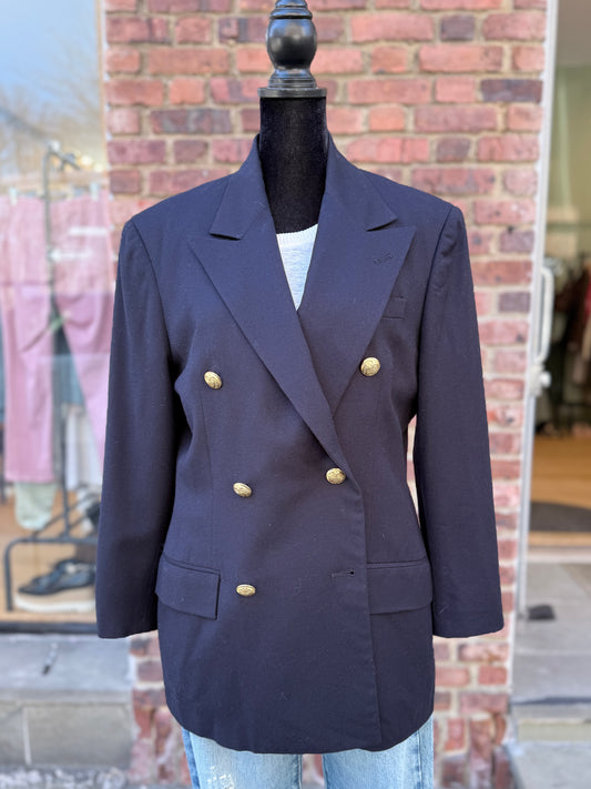 RALPH LAUREN Wool Crossed Gold Buttons Blazer / M