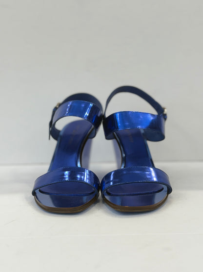 SERGIO ROSSI Leather Patent Platform Sandals/US6-EU36