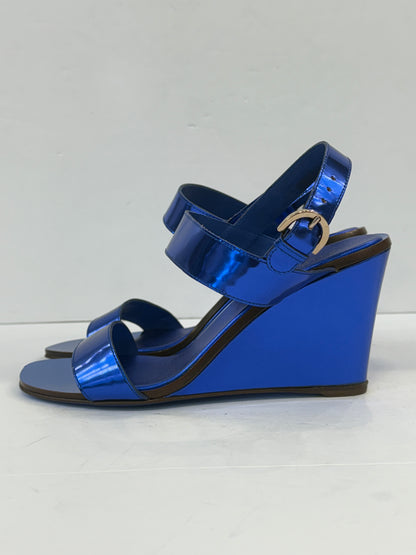 SERGIO ROSSI Leather Patent Platform Sandals/US6-EU36