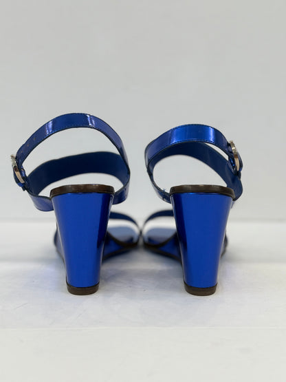SERGIO ROSSI Leather Patent Platform Sandals/US6-EU36