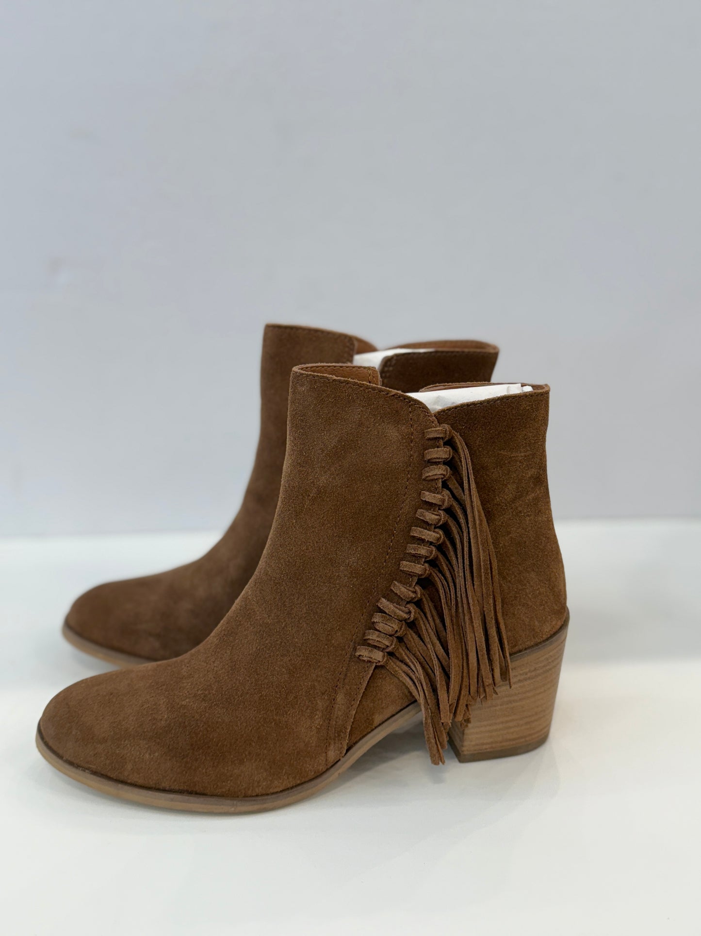 KENNETH COLE REACTION Fringe NWT Suede Western Ankle Boots/US9-EU40