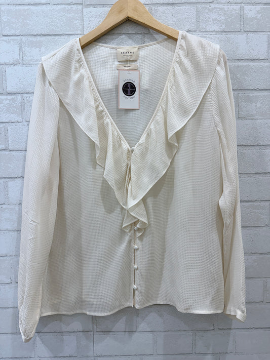 SEZANE LS Silk Buttoned Blouse / L-EU42