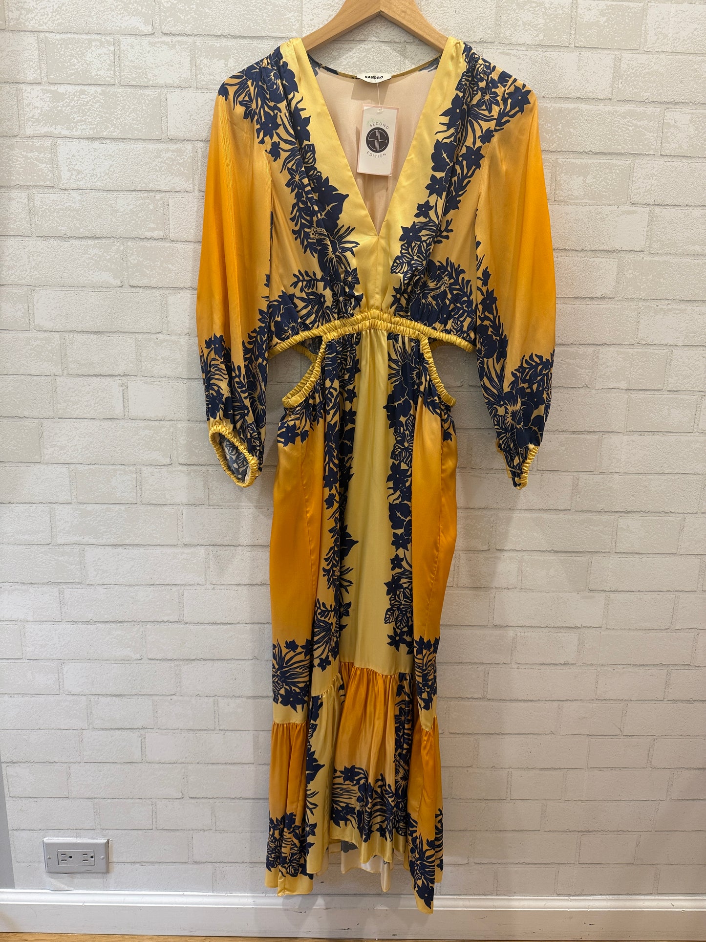 SANDRO LS Open  Waist V Neck Long Dress/ EU40-M
