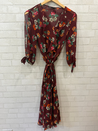 MAJE Floral Belted Wrap Dress / S-1