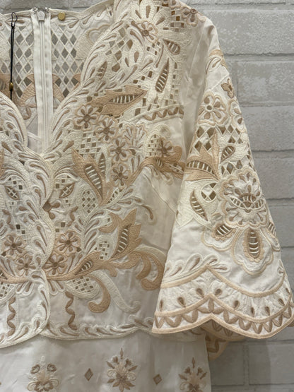 KOBI HALPERIN NWT EMbroided VNeck 3/4 Sleeves Midi Dress/L