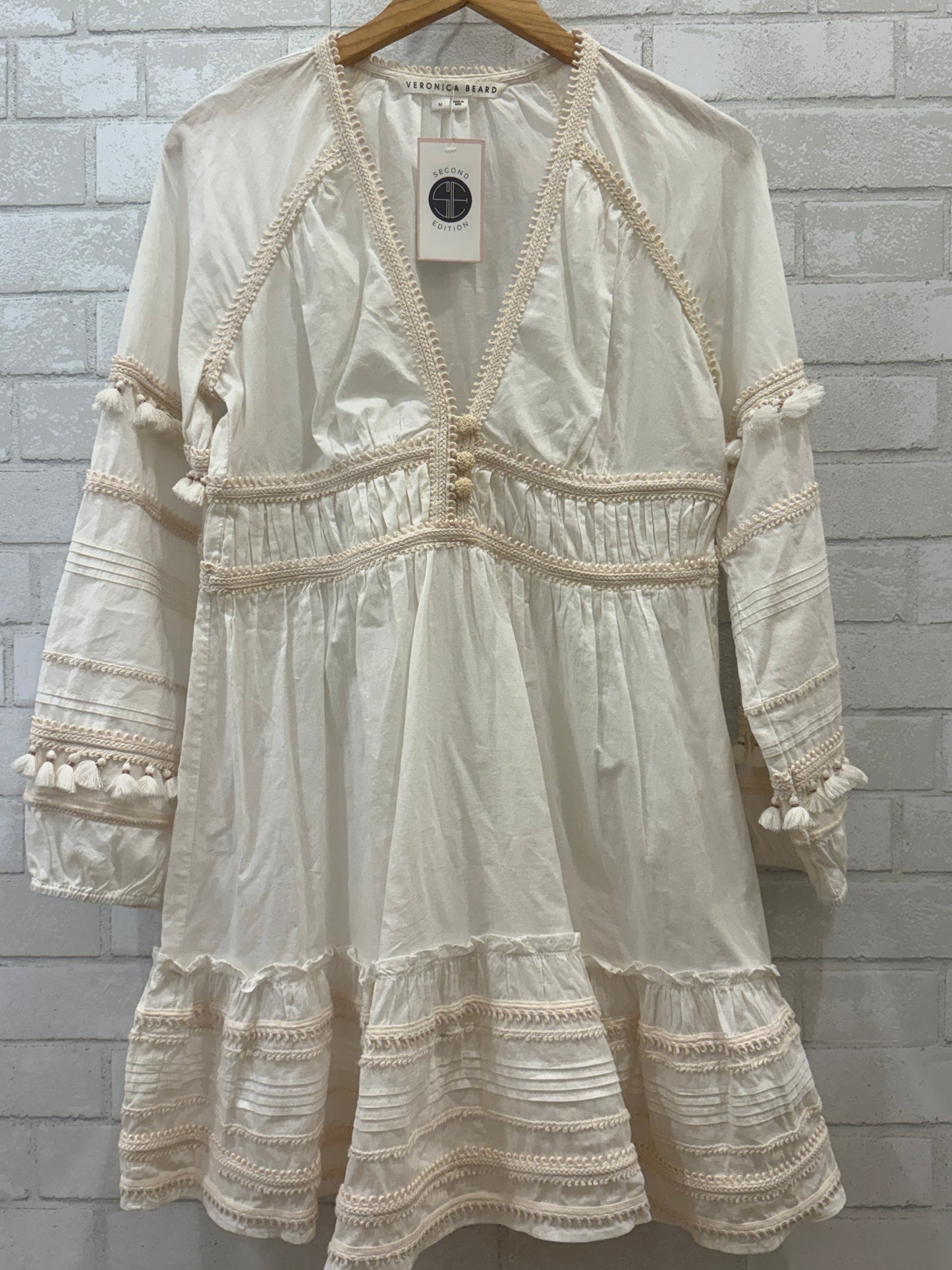 VERONICA BEARD  LS Midi V Dress with Buttons/M