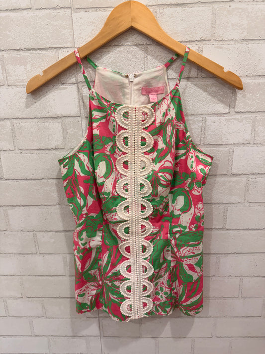 LILLY PULITZER Lace Front Tank Top Pink Green Print / XS-US0
