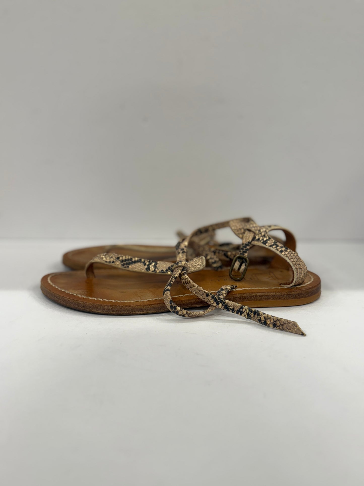 K JACQUES Snake Effect Leather Sandals / 7-EU38