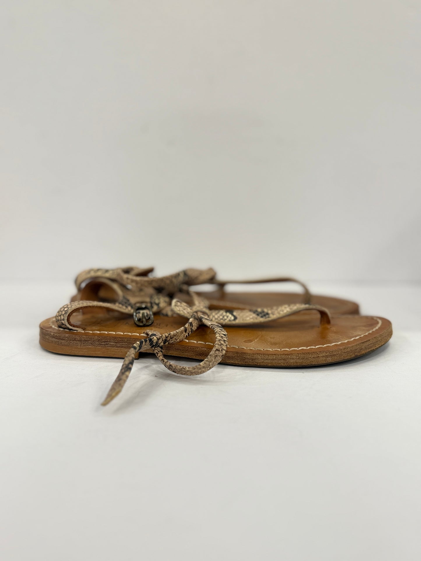 K JACQUES Snake Effect Leather Sandals / 7-EU38