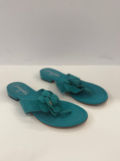 CHANEL Suede Flat Sandals / US7.5- EU38