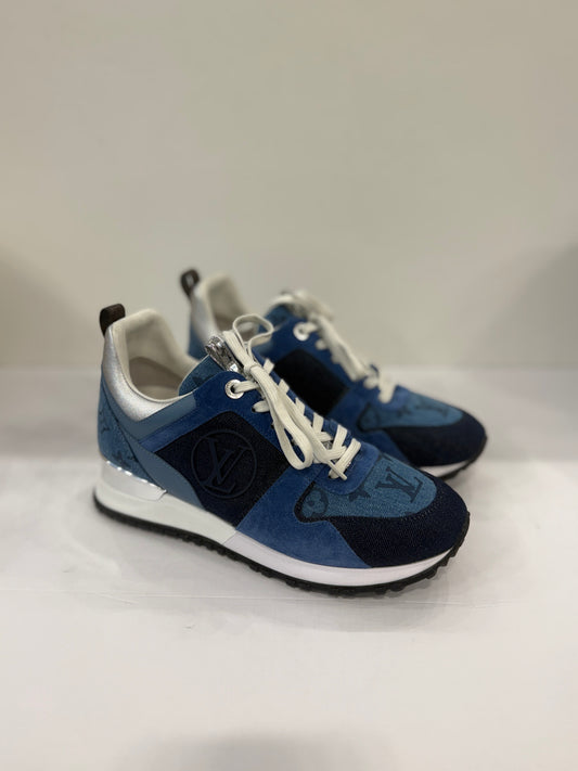 LOUIS VUITTON Monogram Run Away leather Trainers EU.38-US. 7