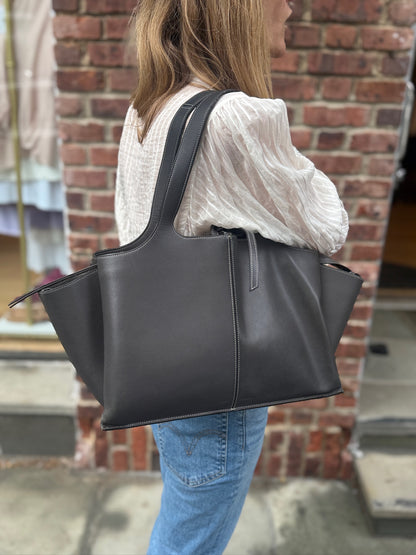 CELINE Tri-Fold Grey Leather Tote