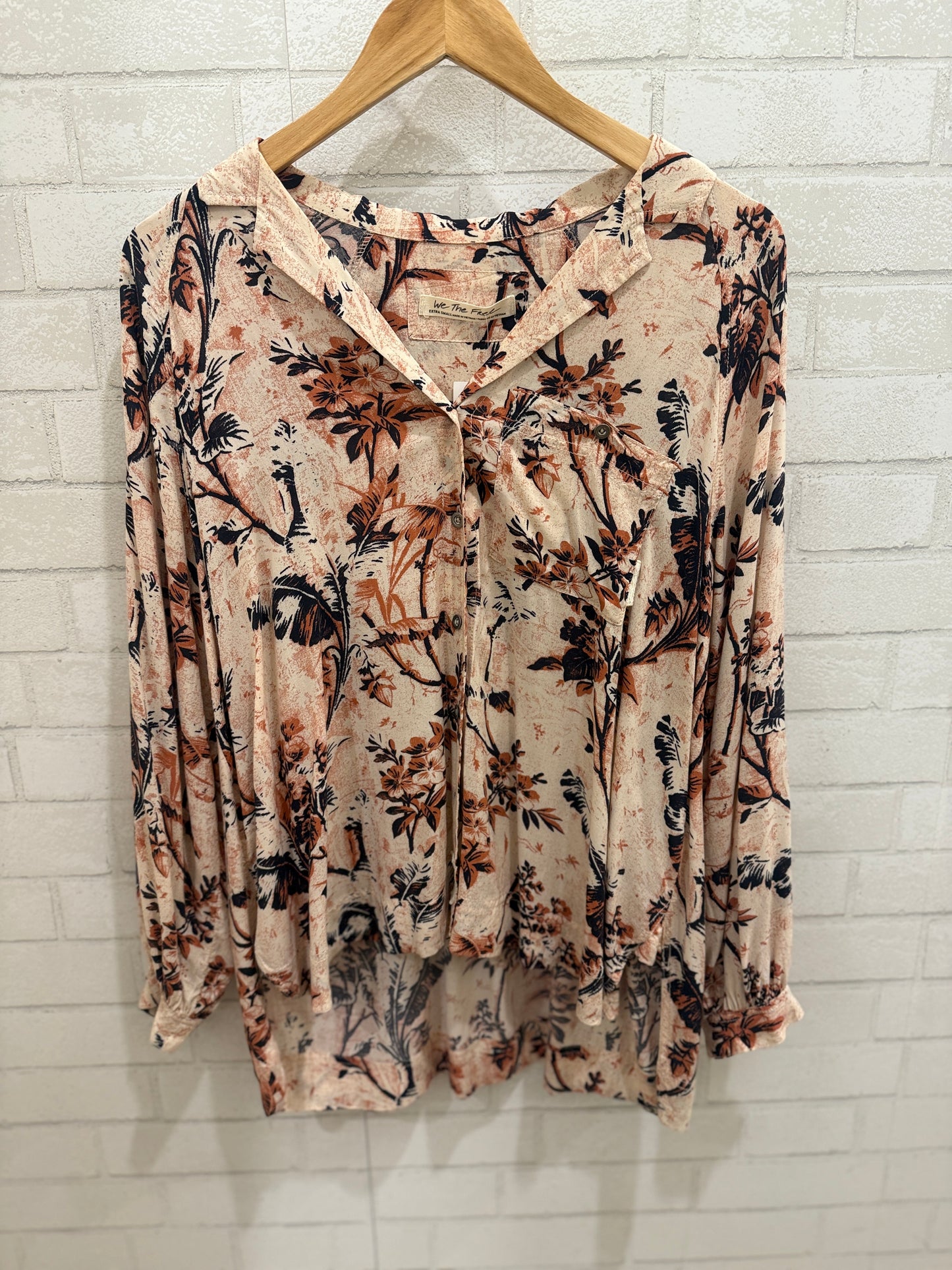 FREE PEOPLE LS Buttoned  Flowers Shirt/ S