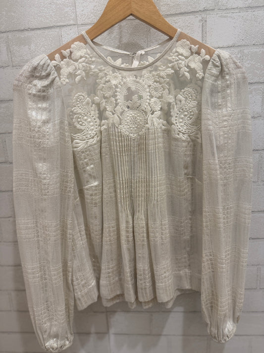 VERONICA BEARD LS Embroided Shiny Blouse/ US2
