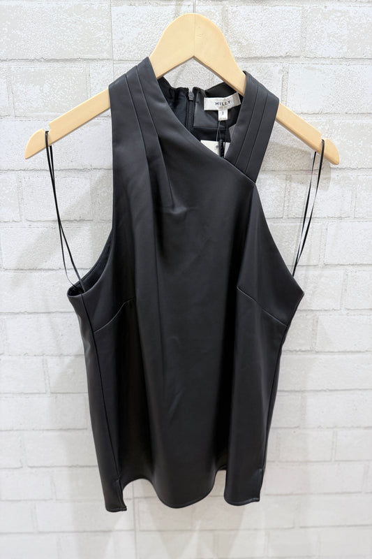 MILLY NWT Vegan Leather Sleeveless Top / S