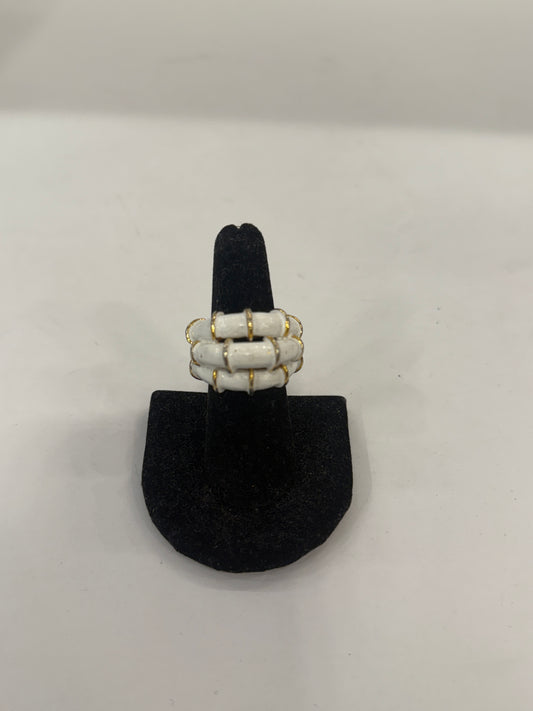 PAULINE RADER White and Gold 3 Row Ring