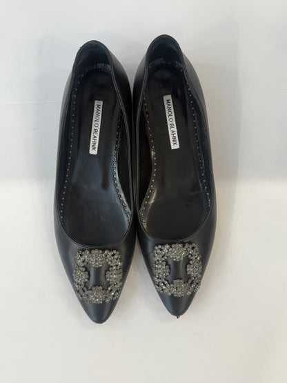 MANOLO BLAHNIK Black Pump With  Rhinestone Jewels / US9-EU39.5