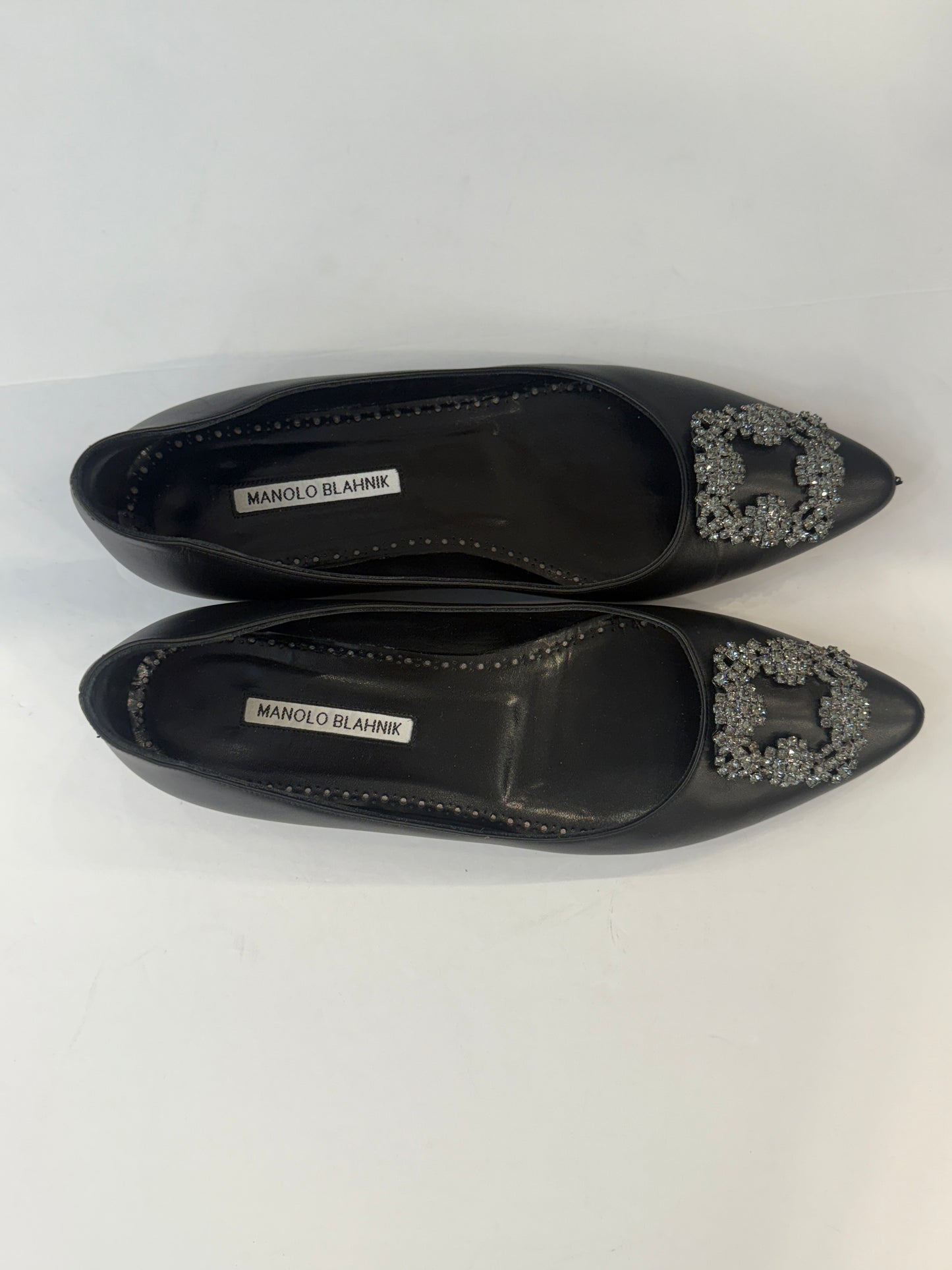 MANOLO BLAHNIK Black Pump With  Rhinestone Jewels / US9-EU39.5
