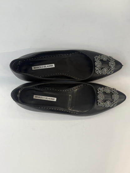 MANOLO BLAHNIK Black Pump With  Rhinestone Jewels / US9-EU39.5