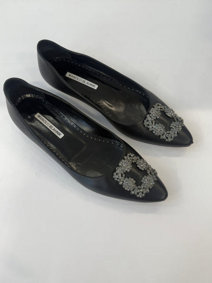 MANOLO BLAHNIK Black Pump With  Rhinestone Jewels / US9-EU39.5