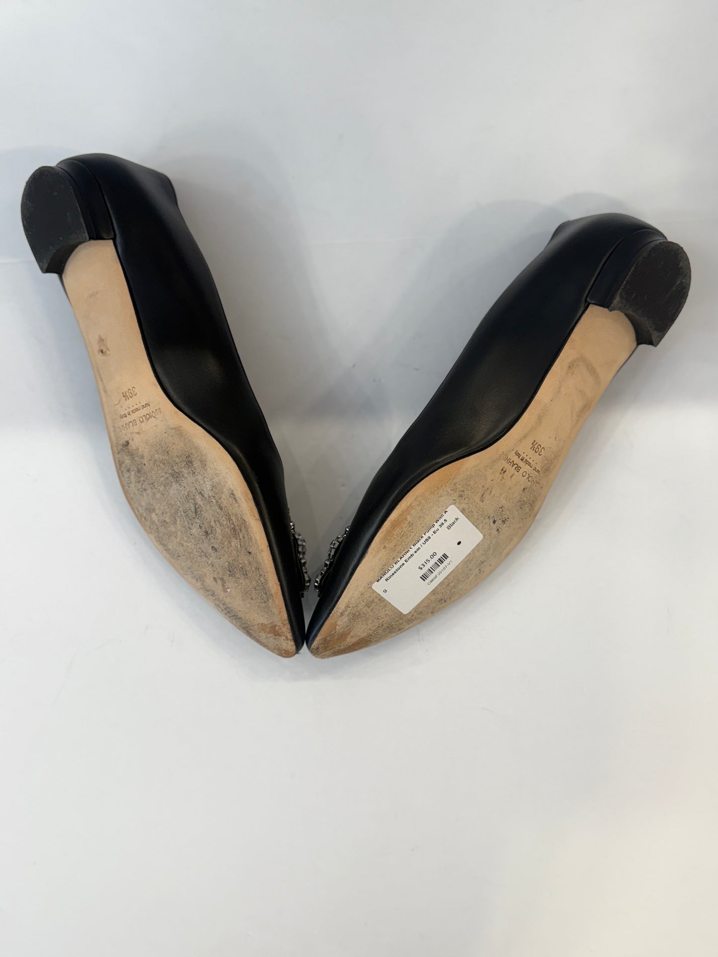 MANOLO BLAHNIK Black Pump With  Rhinestone Jewels / US9-EU39.5
