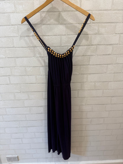 REVISITATION Purple Cotton Dress w. Wood Bead / Size OS