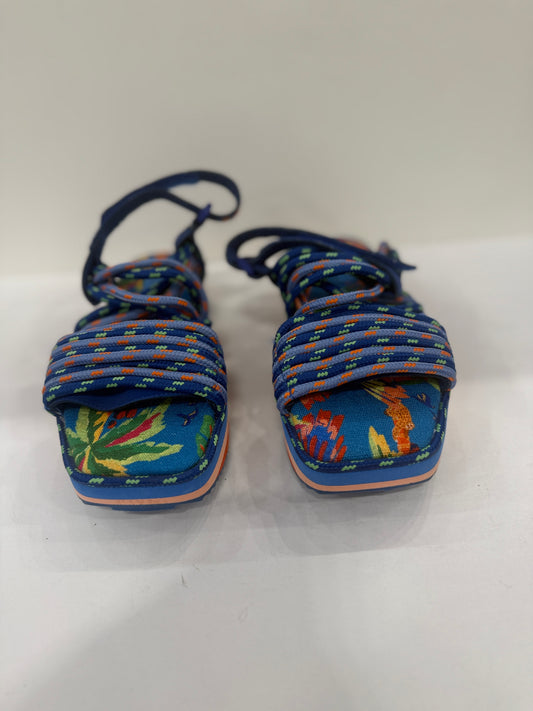 FARM RIO Blue Macaw Platform Sandals / US8