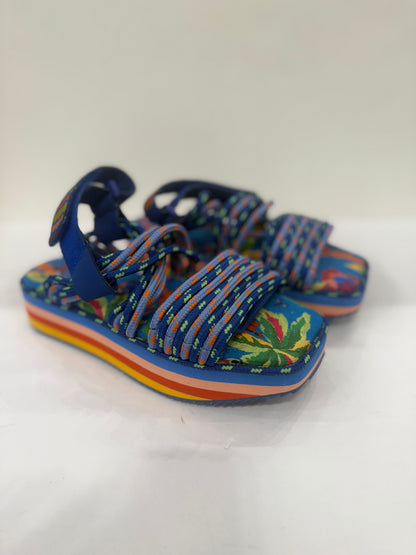 FARM RIO Blue Macaw Platform Sandals / US8