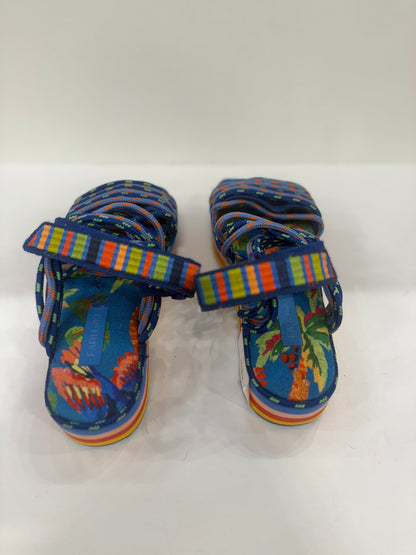 FARM RIO Blue Macaw Platform Sandals / US8