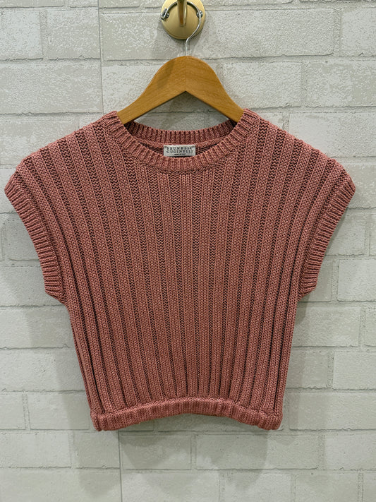 BRUNELLO CUCINELLI Ribbed Metallic Sweater / 6Y