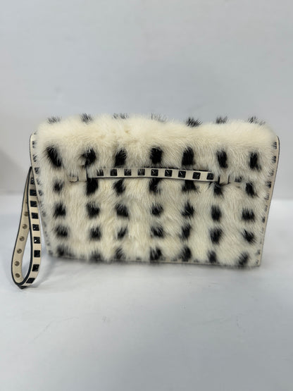VALENTINO Rockstud Mink & leather Clutch