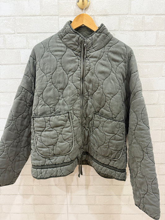 NO BRAND Quilted Zipped Jacket with Pockets/ XL