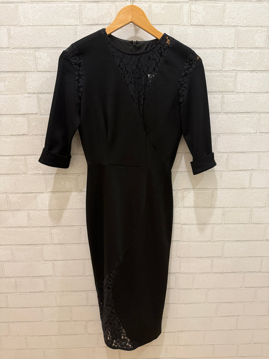 BLACK HALO Midi Embroided 3/4 Sleeves Dress/ US:2-EU:36