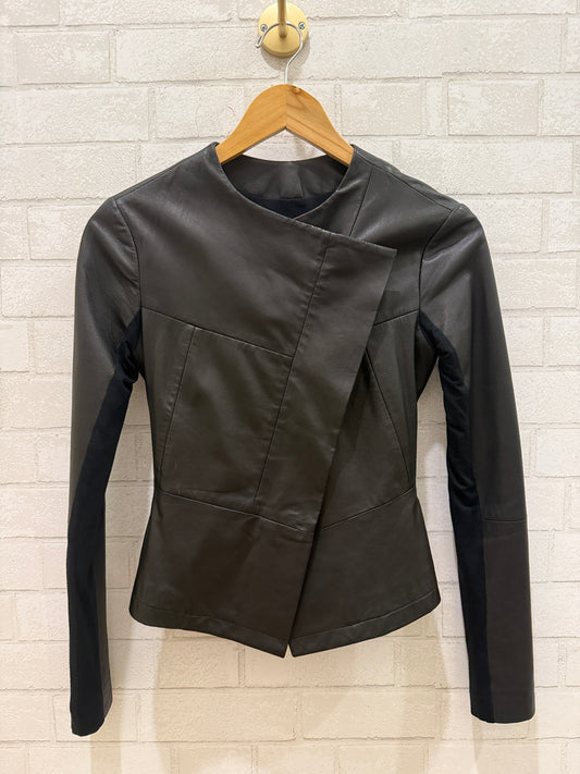EMPORIO ARMANI Black Leather Jacket / XS