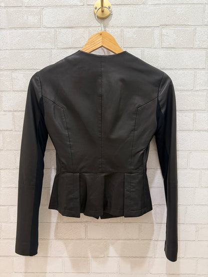 EMPORIO ARMANI Black Leather Jacket / XS